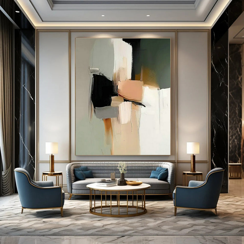 Large Customizable Hand-Painted Abstract Art for Hallway Gallery Wall and Living Room Console Table Backdrop DLZ1840