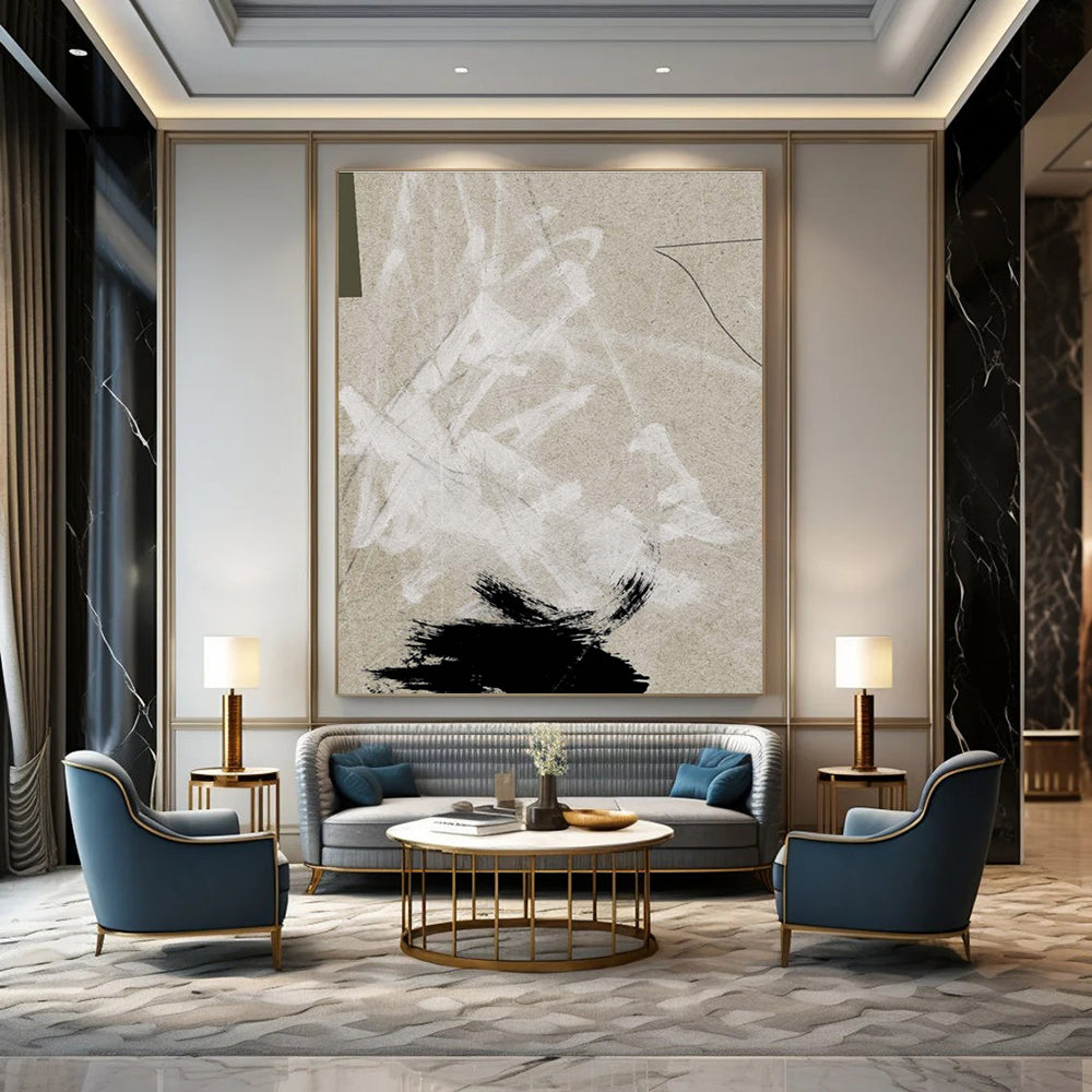 Minimalist Collage on Beige Abstract Art ADGE168