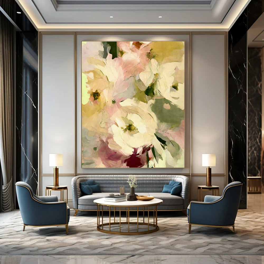 Hand - Painted Oversized Abstract Wall Decor for Cottage Dining Room & Hallway DLZ1361