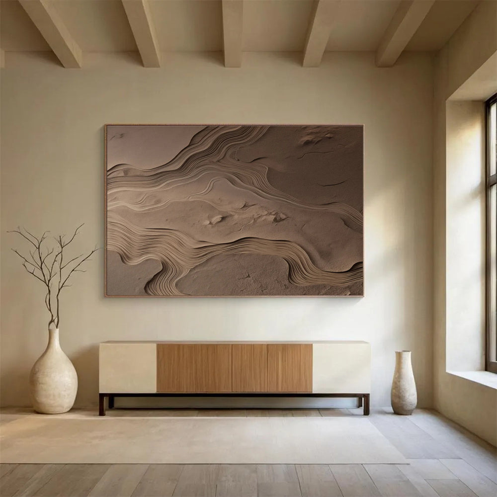 Beige Textured Sand - like Abstract Painting THY094