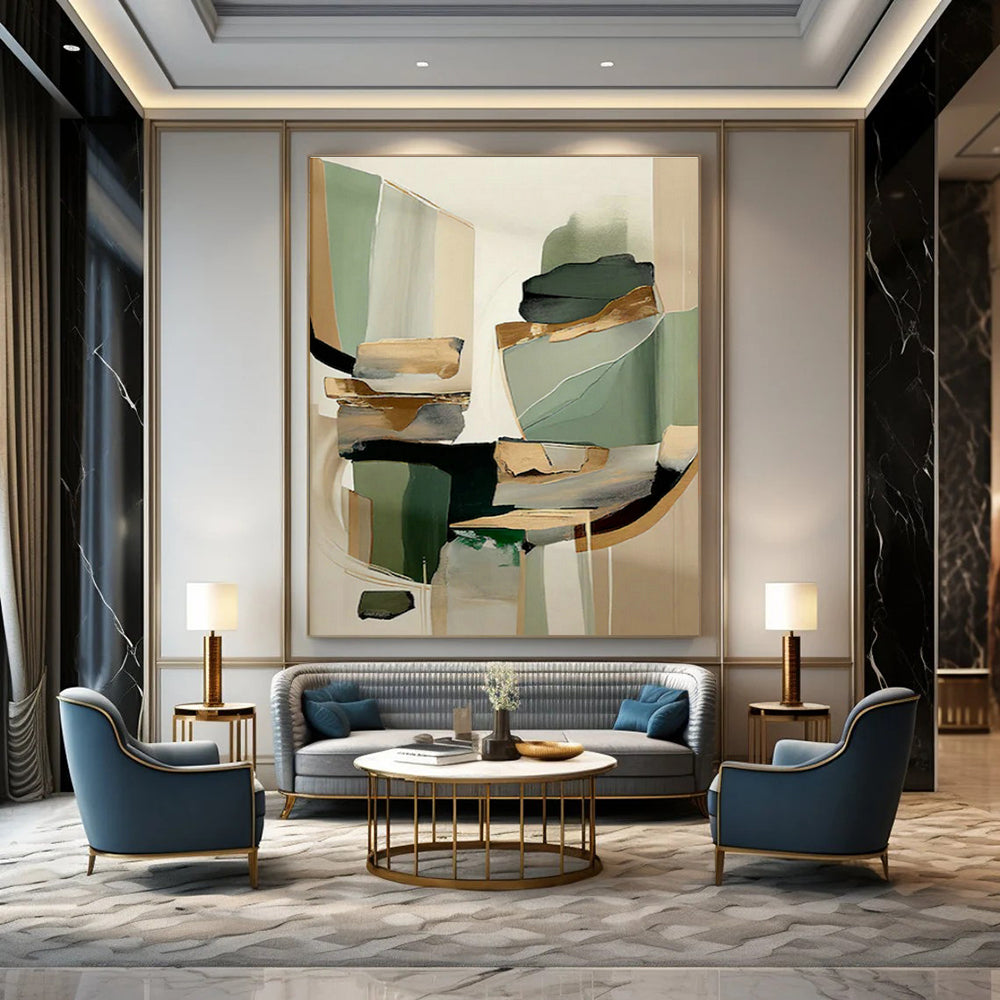 Custom Hand-Painted Abstract Canvas for Office & Living Room DLZ1644