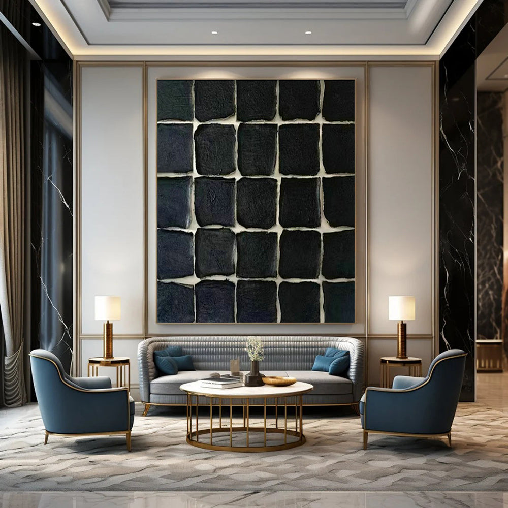 Large Customizable Hand-Painted Abstract Canvas for Living Room Wall Sconce Niche and Bedroom Bedside Table Wall DLZ1974