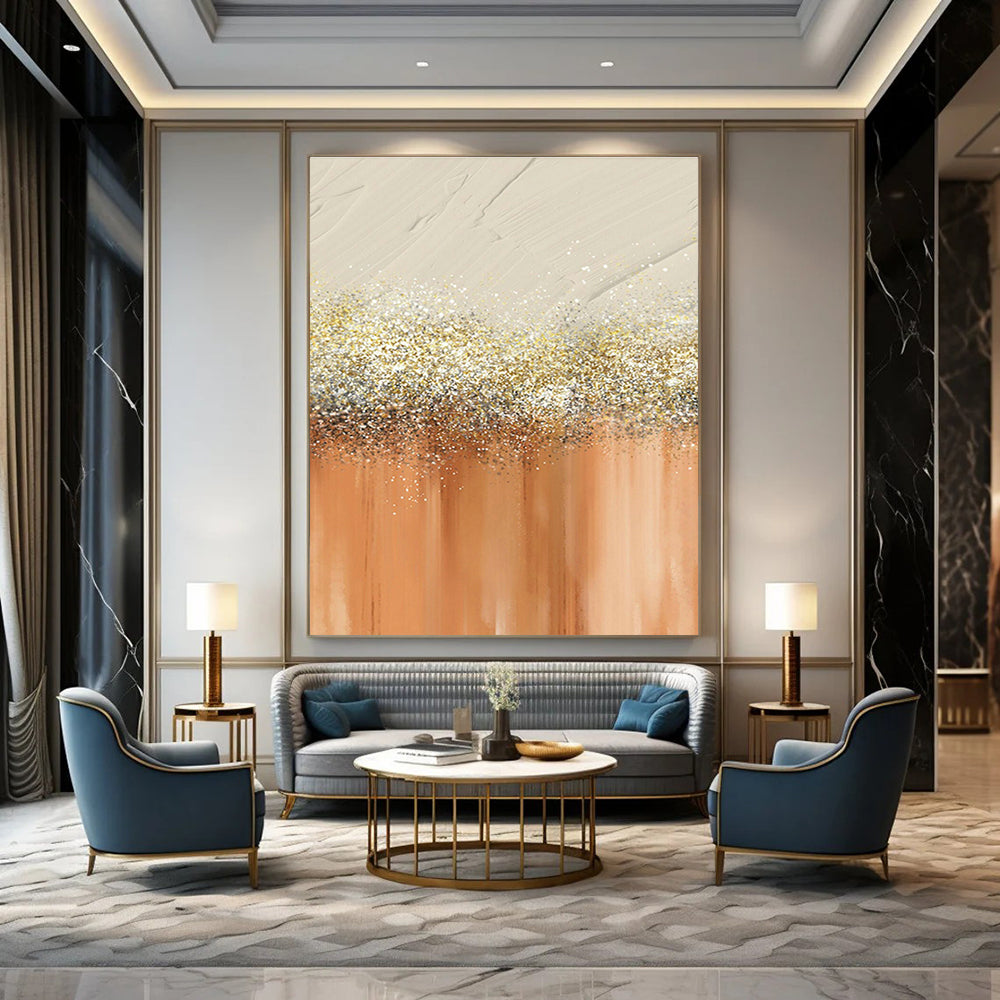 Grand - Scale Custom Abstract Paintings for Living Room Fireplace Surrounds & Office Reception Areas DLZ0665