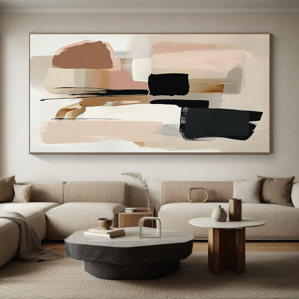 Neutral Tones Abstract Painting with Minimalist Shapes GER791