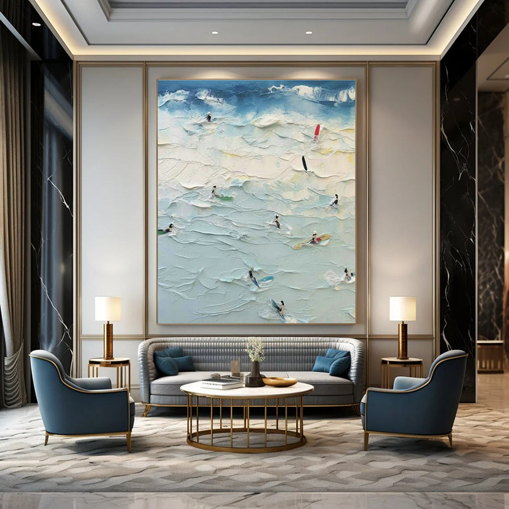 Extra-large Custom Hand-Painted Abstract Art for Dining Room China Cabinet and Entryway Glove Storage Niche DLZ1972