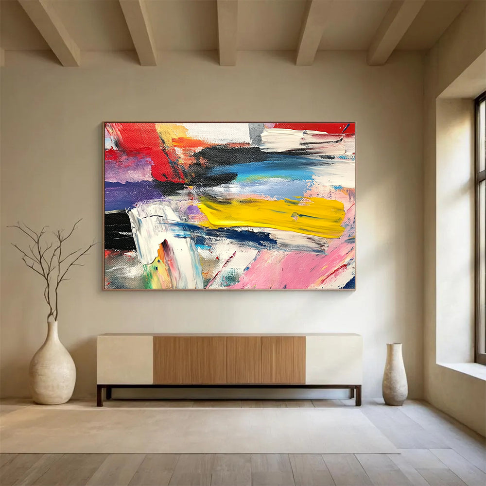 Red Yellow Purple - Colorful Stroke Abstract Painting DYP029