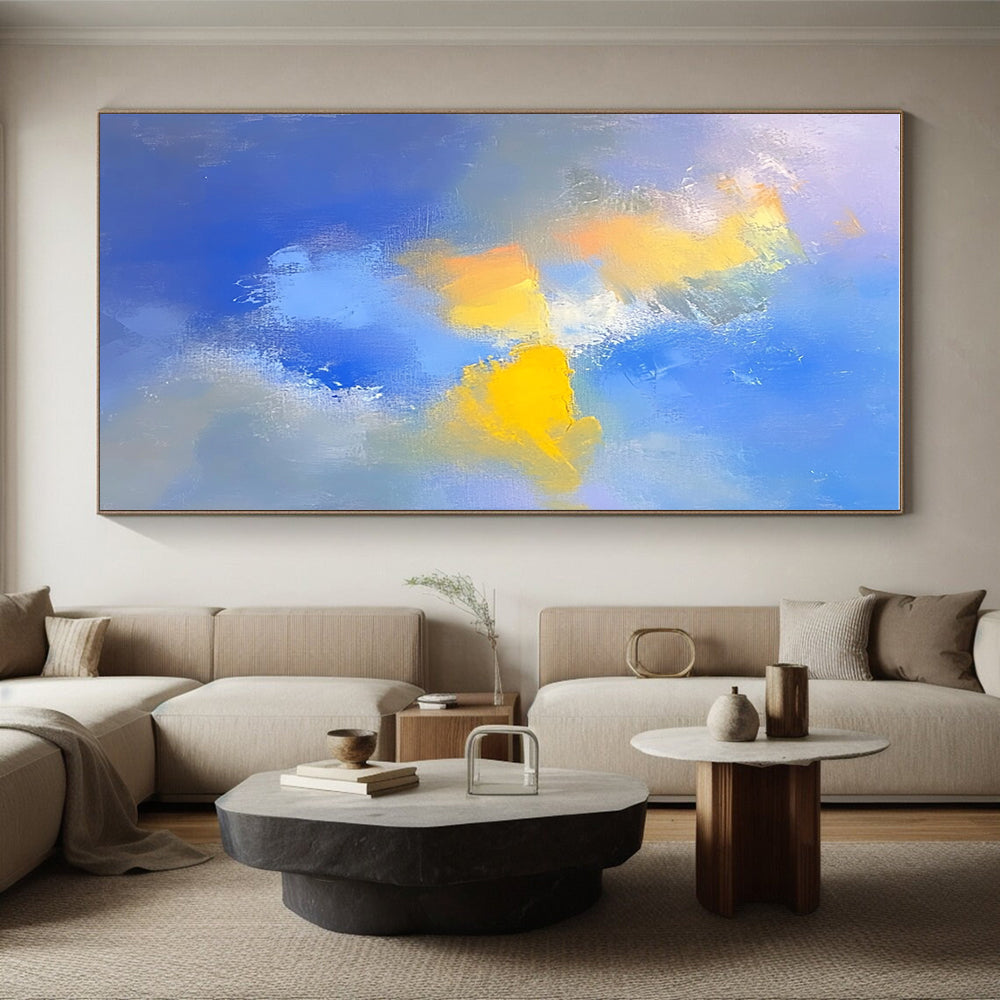 Blue and Yellow Abstract Painting with Soft Gradients GER598