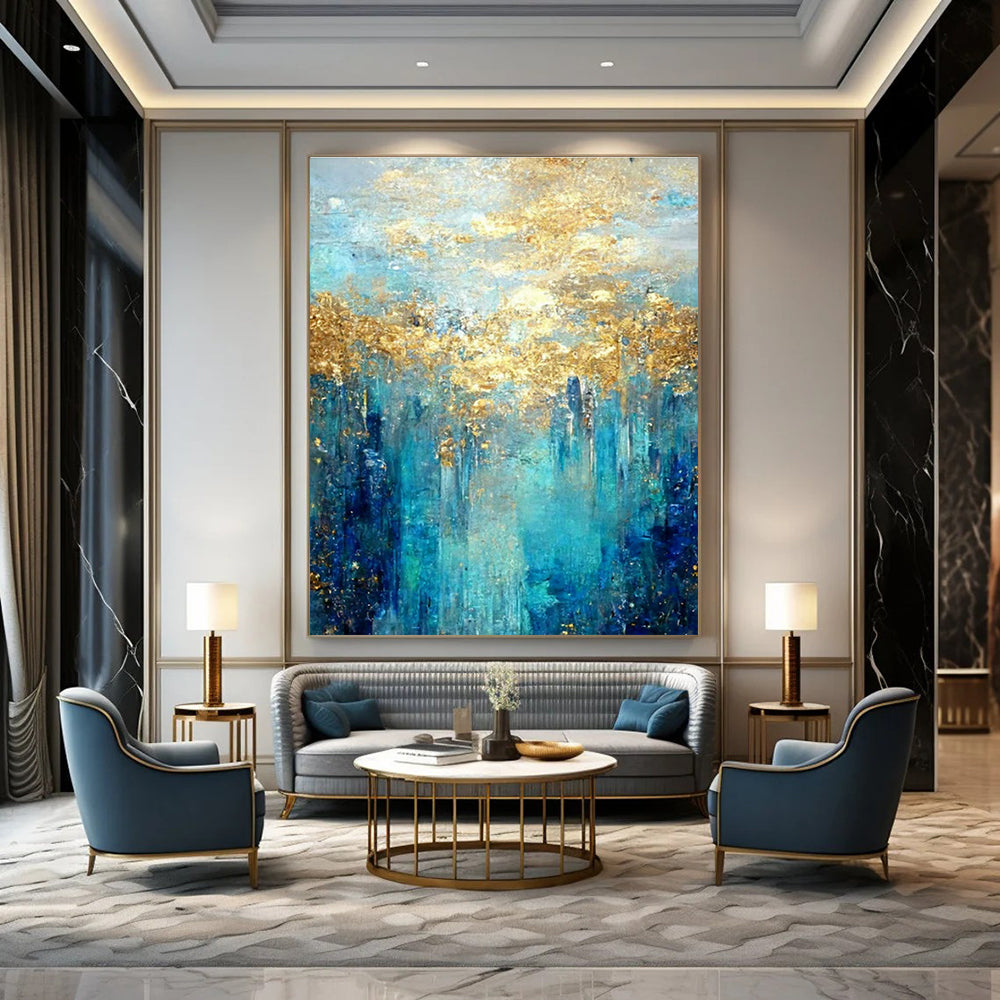 Oversized Custom Hand-Painted Abstract Canvas for Cottage Living Room Firewood Storage Niche Wall and Office Supply Cabinet Wall DLZ1912