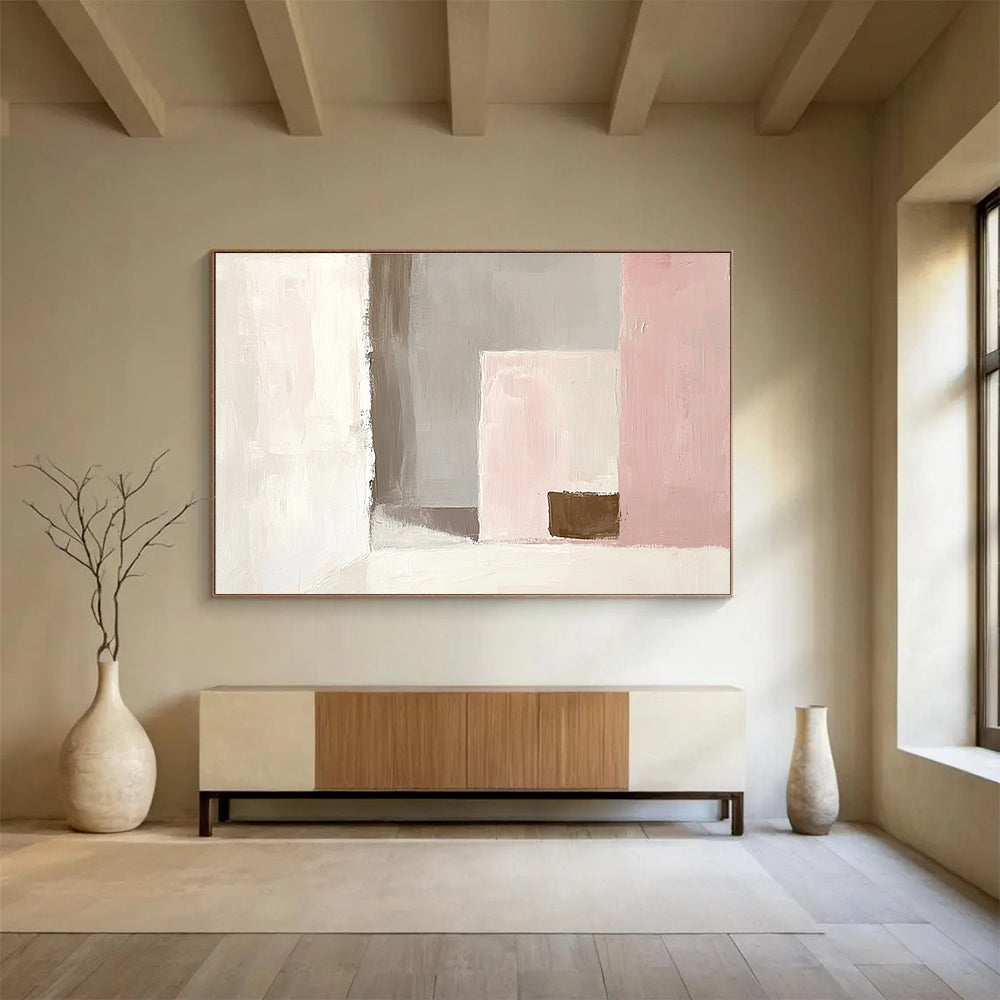 Pastel Geometry Abstract Painting with Soft Color Blocks DYP380