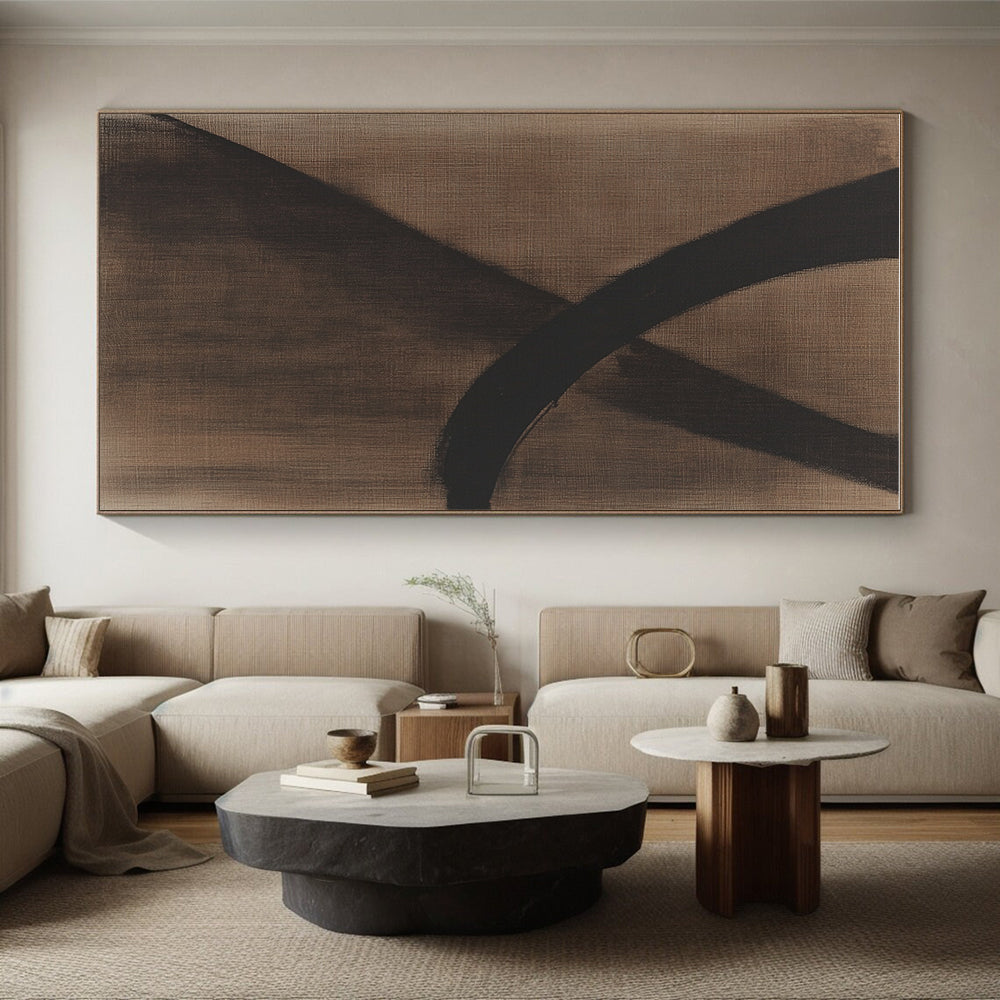 Brown and Black Abstract Painting with Bold Brushstrokes GER046