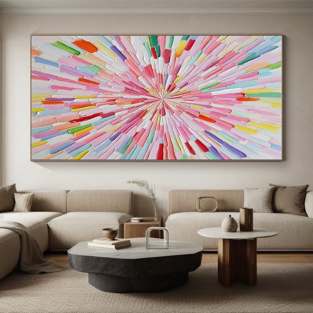 Colorful Radiant Abstract Painting with Vibrant Burst GER124
