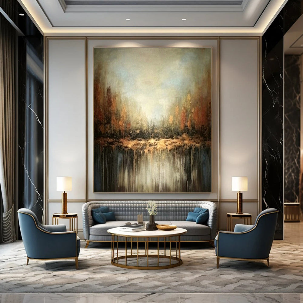Extra-large Custom Hand-Painted Abstract Art for Dining Room Breakfast Bar Wall and Entryway Pet Feeding Station Wall DLZ1931