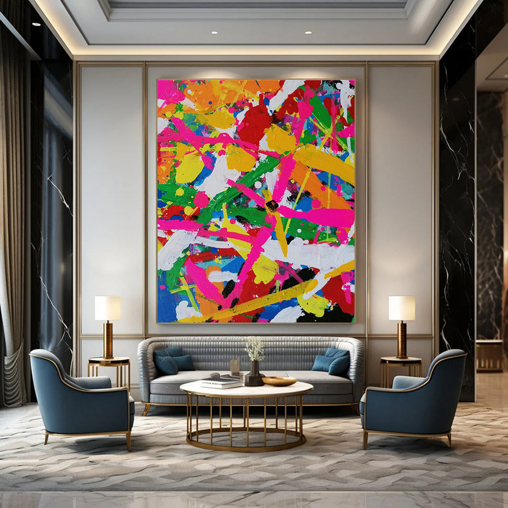 Mega-Dimensioned Hand-Painted Abstract Wall Hanging for Cottage Office & Living Room DLZ1267