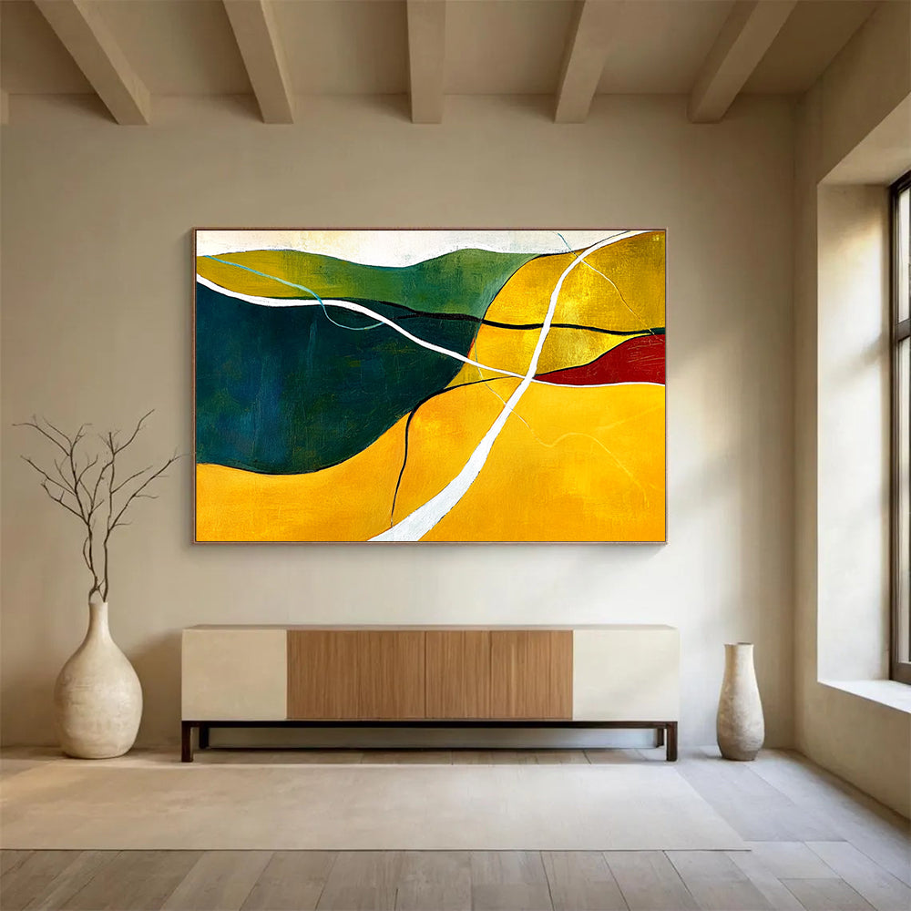 Colorful Landscape Abstract Painting with Rolling Hills Motif DYP427