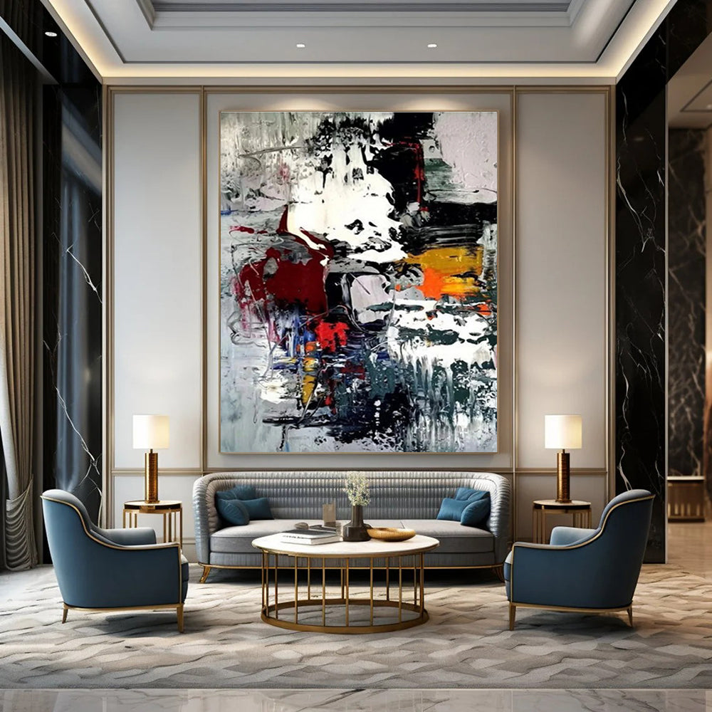 Colorful Dynamic Abstract Painting with Energetic Brushstrokes ADGE391