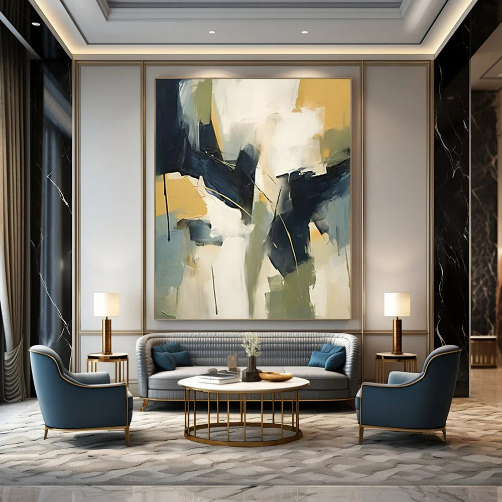 Custom Hand-Painted Abstract Wall Art for Cottage Bedroom Wardrobe Interior and Living Room Cabinetry Backs DLZ1714