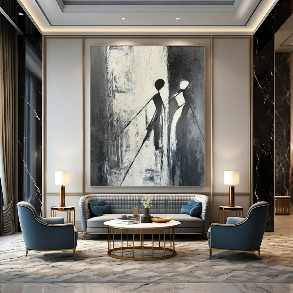 Oversized Hand - Painted Abstract Canvases for Dining Room and Office DLZ0628