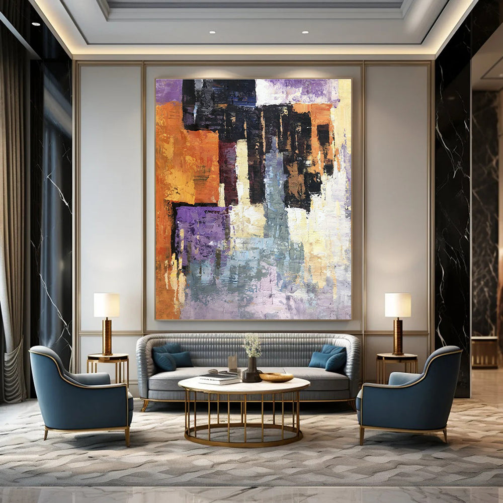 Handcrafted Extra - Large Abstract Painting for Cottage Living Room & Office DLZ1312