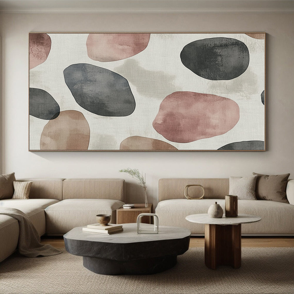 Watercolor - Style Dot Abstract Art with Gray, Pink, and Brown GER261