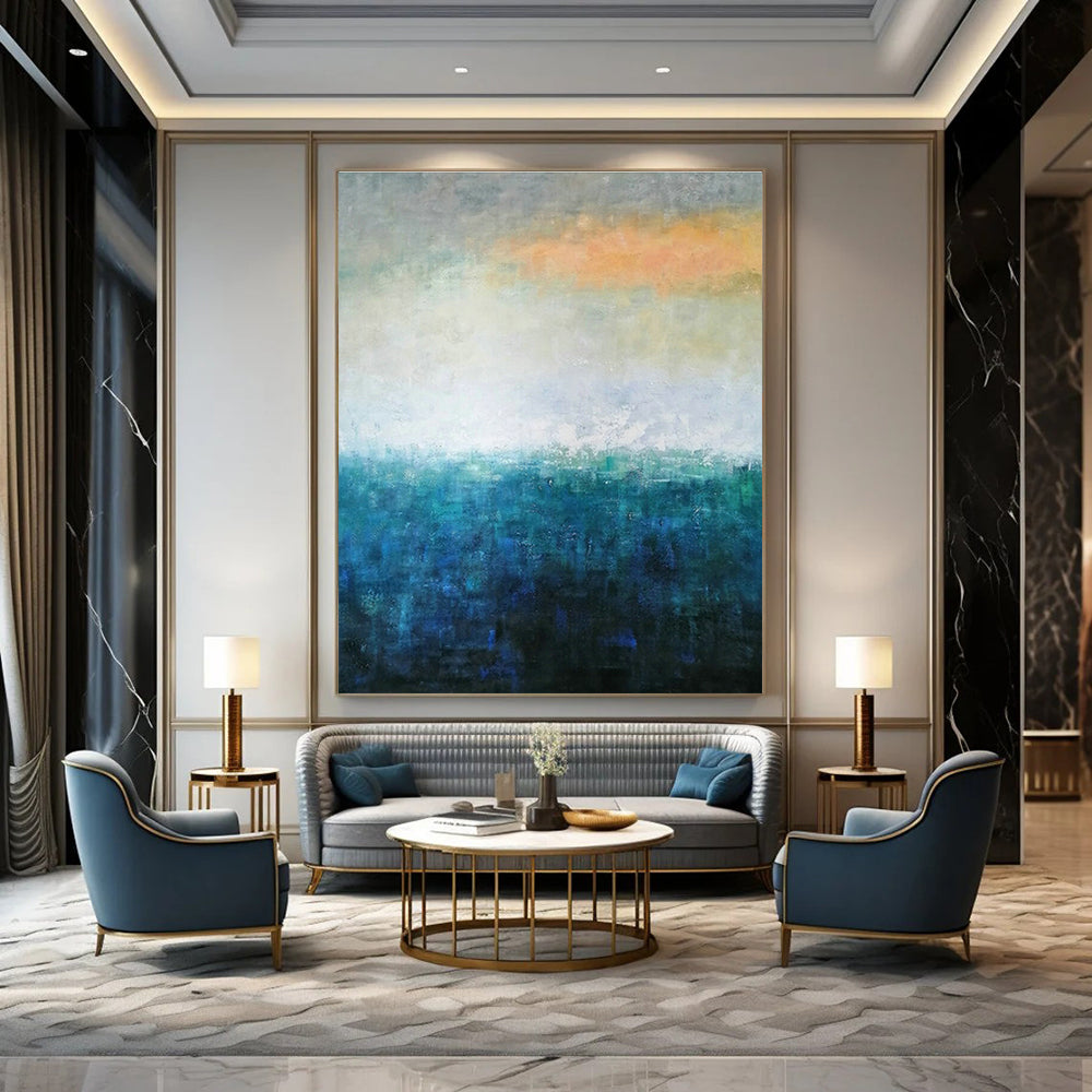 Large - Format Custom Hand - Painted Abstract Art for Office & Dining Room DLZ0564