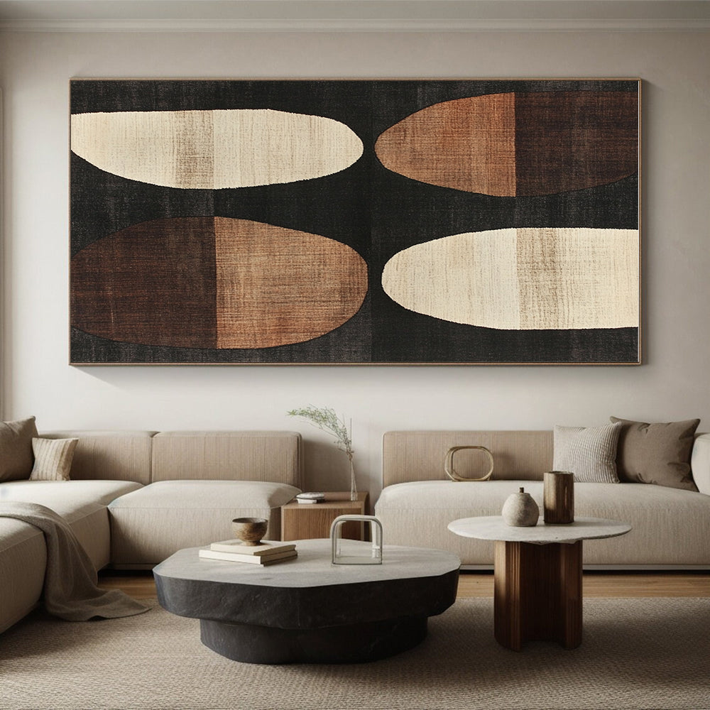 Brown Beige Oval Shapes Abstract Painting GER840