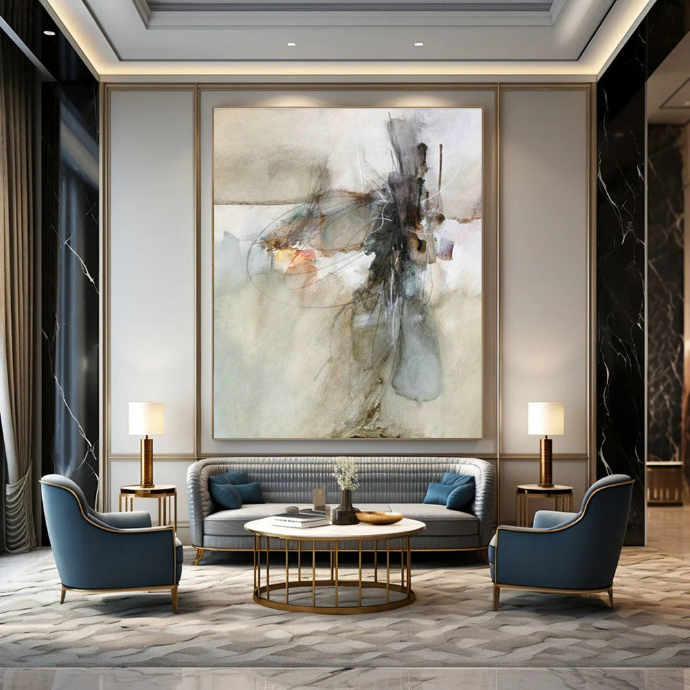 Handmade Abstract Color Art Painting, a Creative Expression for Office and Foyer DLZ0957