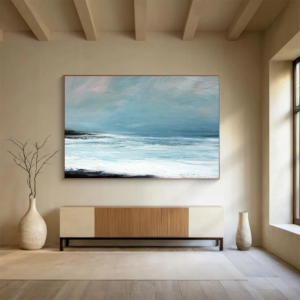 Light Blue Calm Sea Abstract Painting THY031