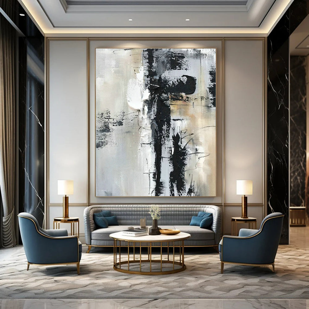 Original Hand-Painted Abstract Canvas for Cottage Living Room Window Curtain Wall and Bedroom Headboard Wall DLZ1690
