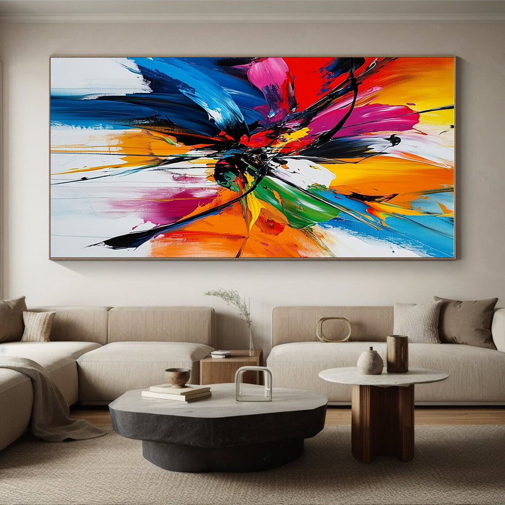 Vivid Flower Abstract Painting with Splashed Colors GER787