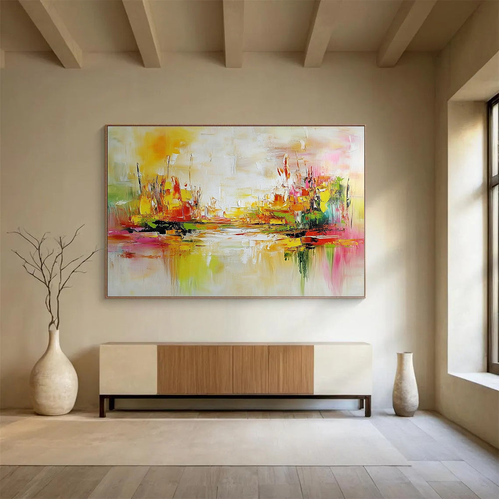 Colorful Abstract Cityscape Painting with Vibrant Hues DYP297