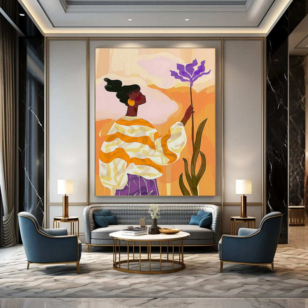 Oversized Hand - Painted Abstract Art for Office Cubicle Partitions & Entryway Mirror Frames DLZ0695