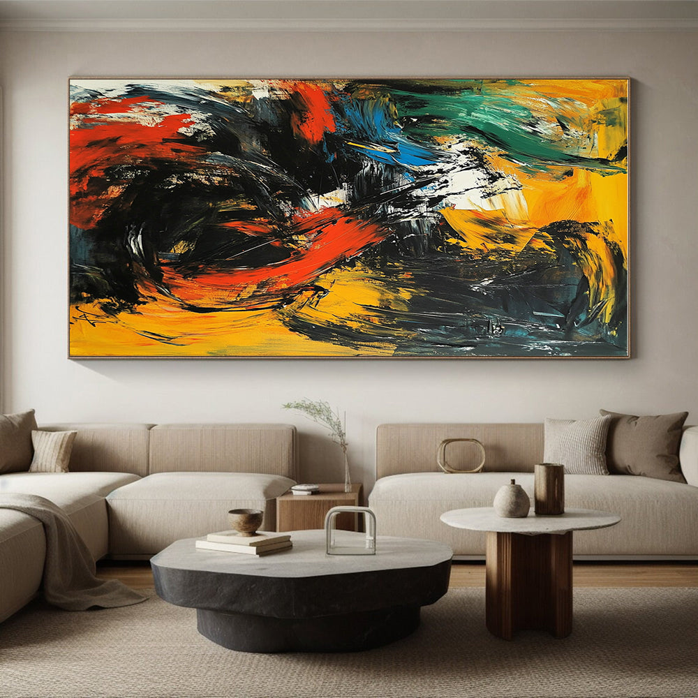 Dynamic Color Fusion Abstract Painting with Energetic Palette GER751