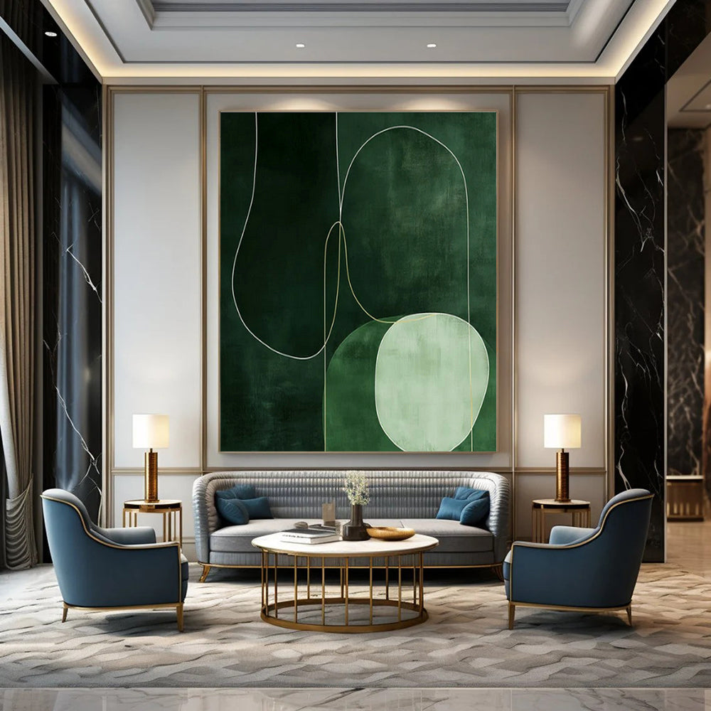 Large Customizable Hand-Painted Abstract Canvas for Dining Room Buffet Area and Office Conference Wall DLZ1834