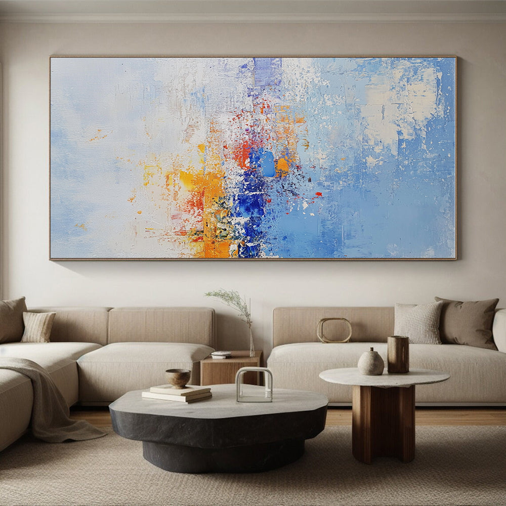 Blue Orange and Red Abstract Painting with Coastal Energy GER429