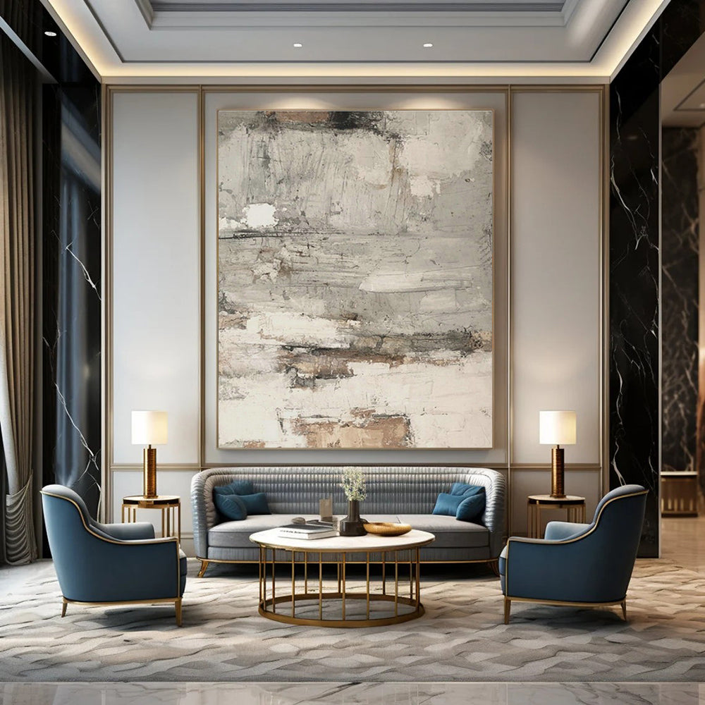 Large Customizable Hand-Painted Abstract Art for Living Room Media Wall and Entryway Console Table Backdrop DLZ1869