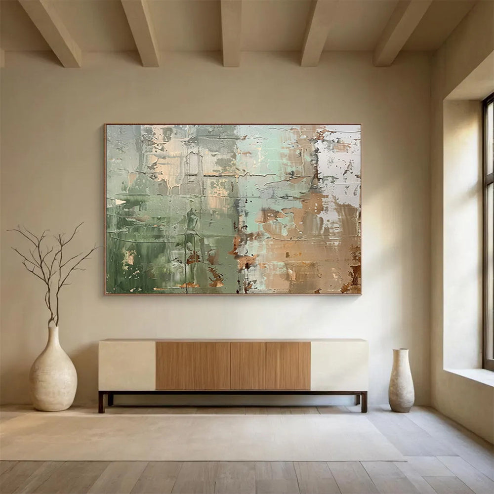 Green and Brown Textured Abstract Wall - like Painting THY106