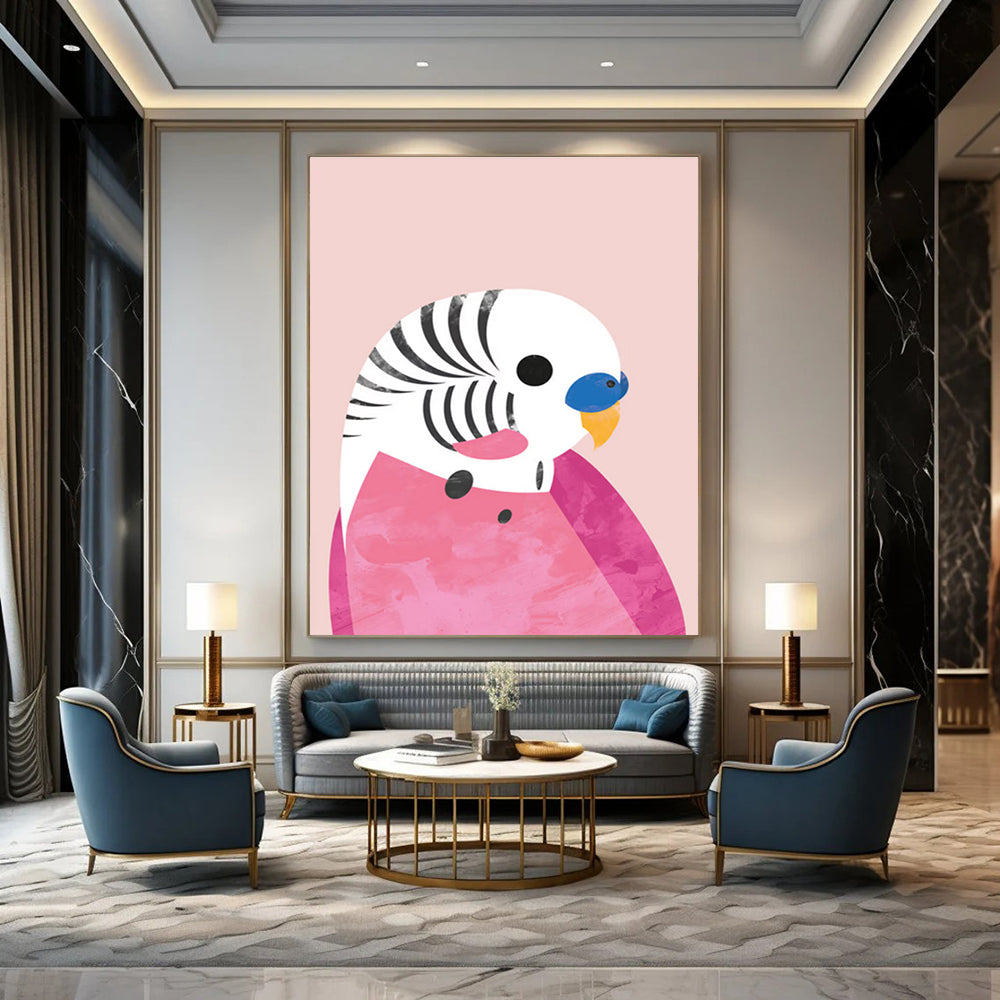 Pink Parrot Pop Art - Inspired Abstract Painting ADGE227