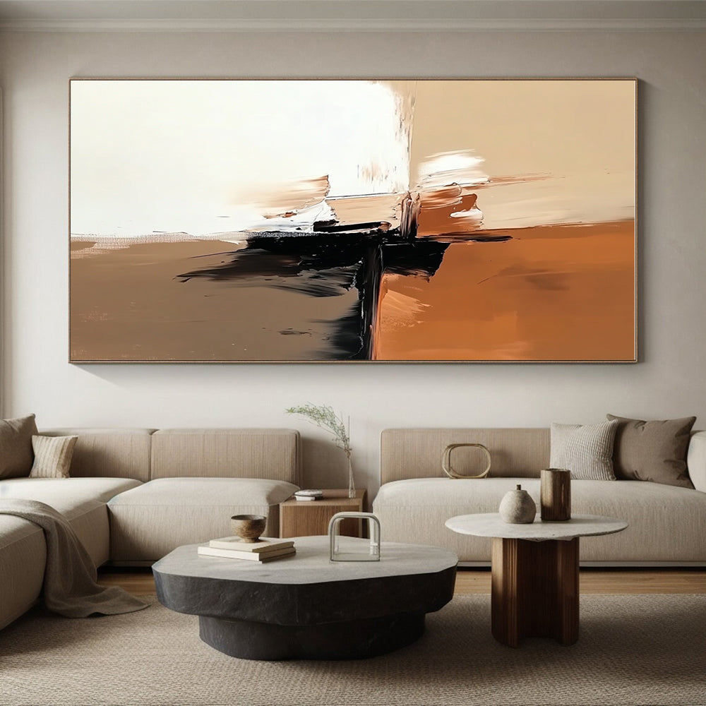Warm Color Block Abstract with Beige and Black GER341