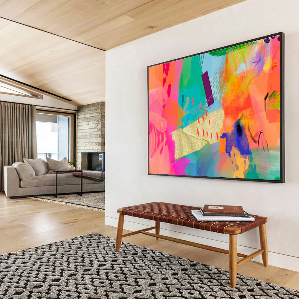 Bespoke Vertical Entertainment Complex Oversized Abstract Hand-Painted Mural DLZ2583