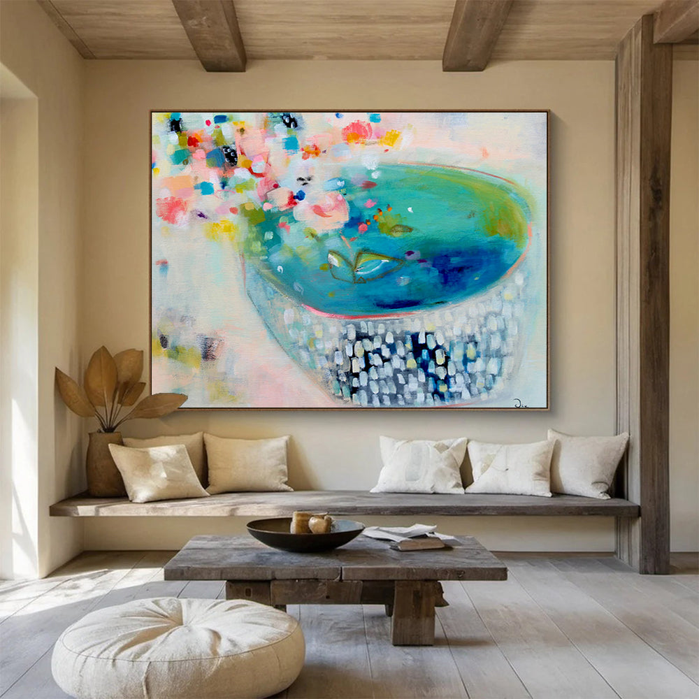 Concrete Base Custom Hand-Painted Abstract for Urban Art Galleries