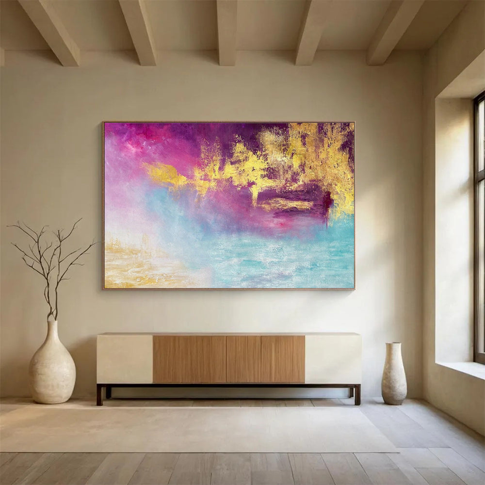 Dynamic Drip Texture Custom Hand-Painted Canvas Art in Industrial Style for Loft Spaces