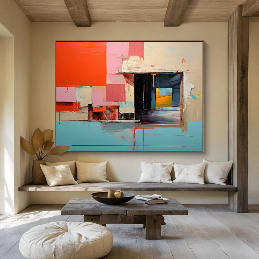 Large Custom Abstract Hand-Painted Art for Underwater Volcanic Vent Ecosystem Research Lab DLZ3024