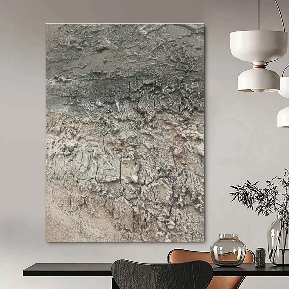 Extensive Large-Scale Custom Hand-Painted Abstract Artwork - Cozy Ambiance for Mountain Lodges  DLZ0184