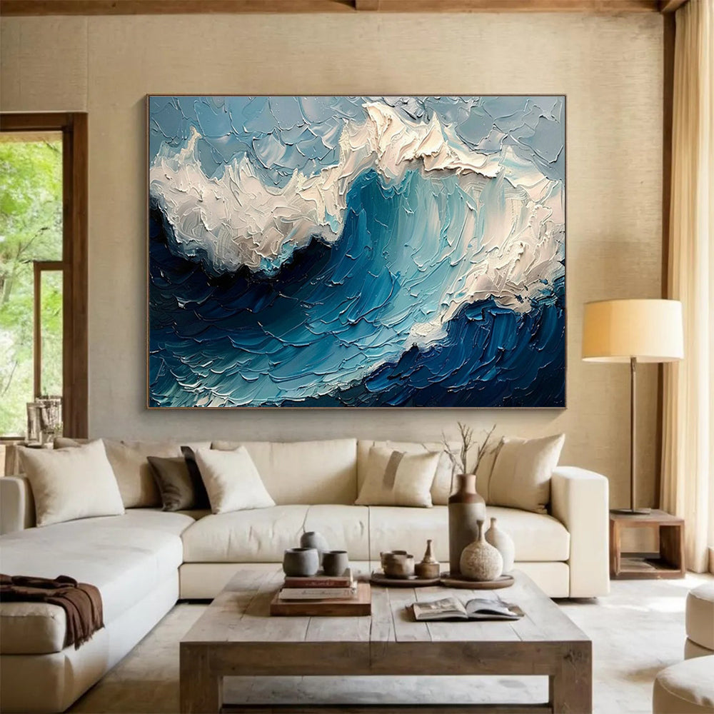 Oversized Custom Hand-Painted Abstract Art for Antarctic Marine Mammal Migration Pattern Prediction Lab DLZ3150
