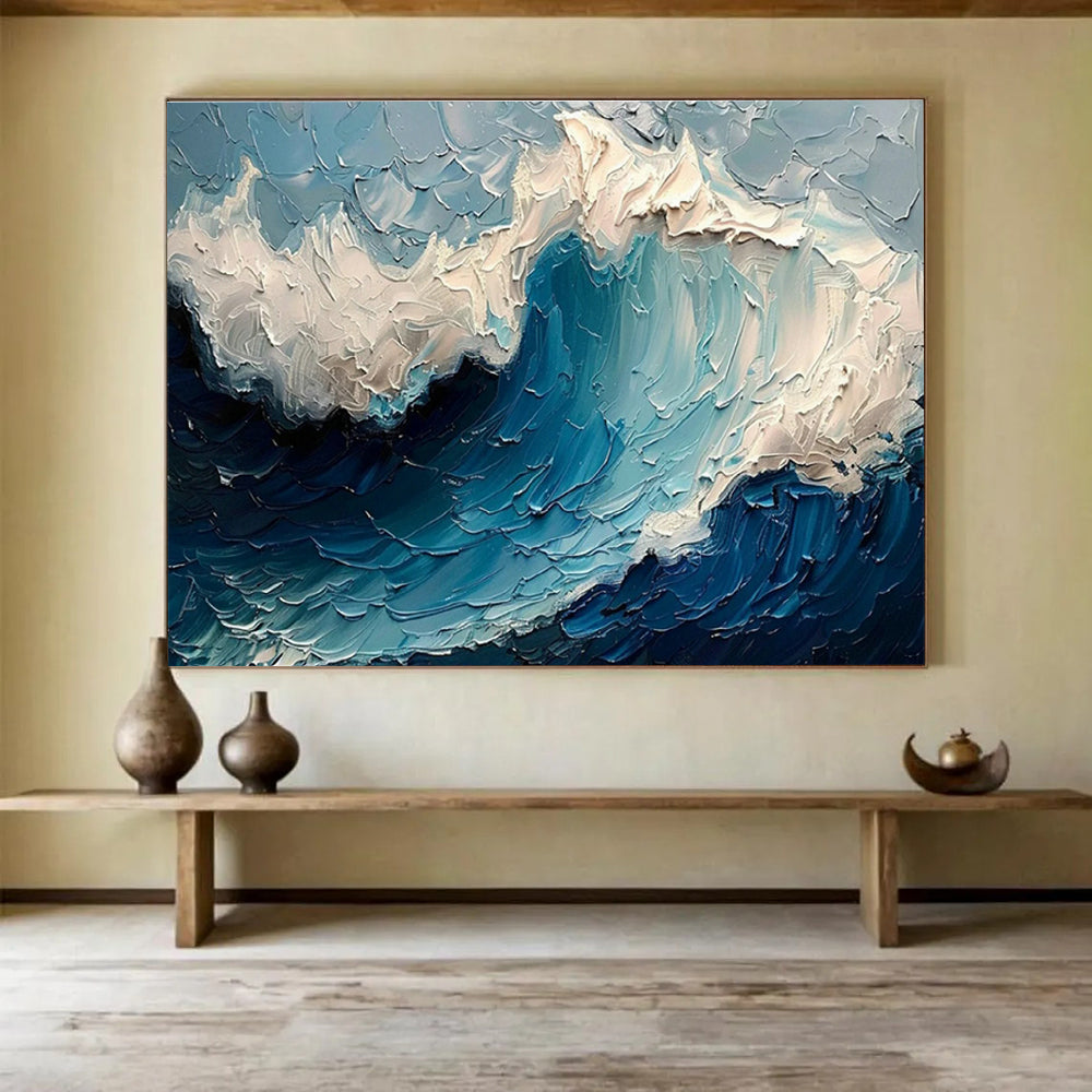 Oversized Custom Hand-Painted Abstract Art for Antarctic Marine Mammal Migration Pattern Prediction Lab DLZ3150