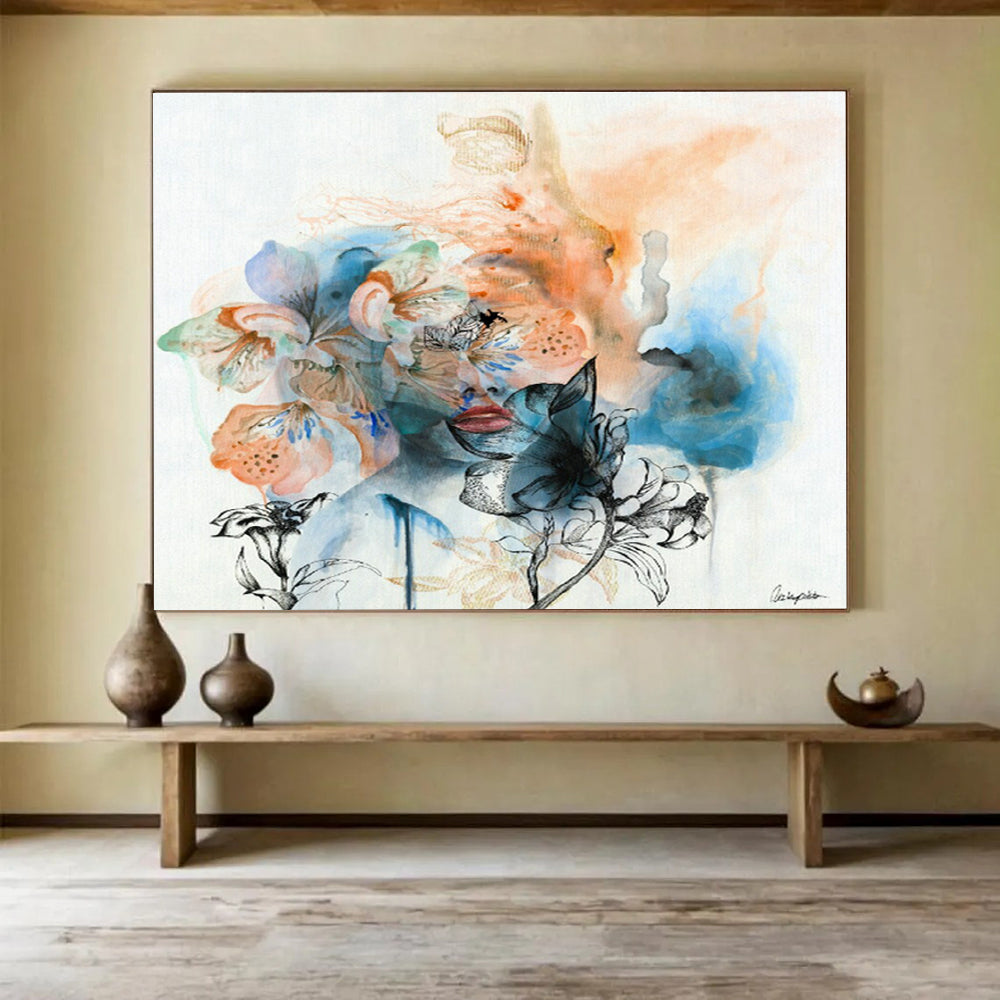 Large Custom Abstract Hand-Painted Art for Coral Reef Conservation Center Visitor Area DLZ2920