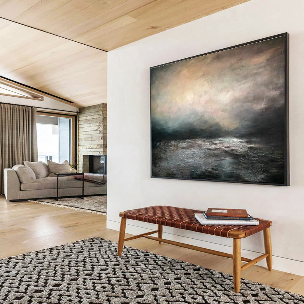 Custom-Made Giant Abstract Hand Painting for Subterranean Geothermal Power Plant Power Grid Interconnection Hub DLZ3153
