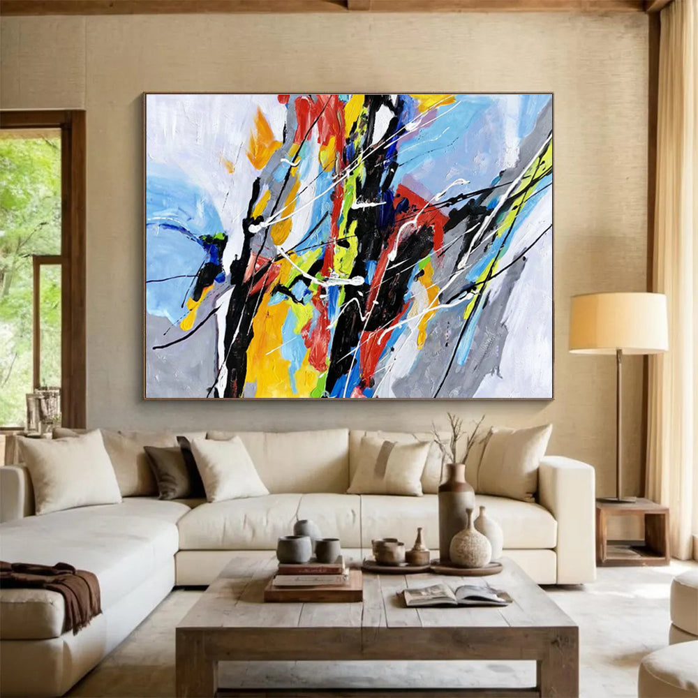 Bespoke Vertical Fashion Hub Oversized Abstract Hand-Painted Art DLZ2549