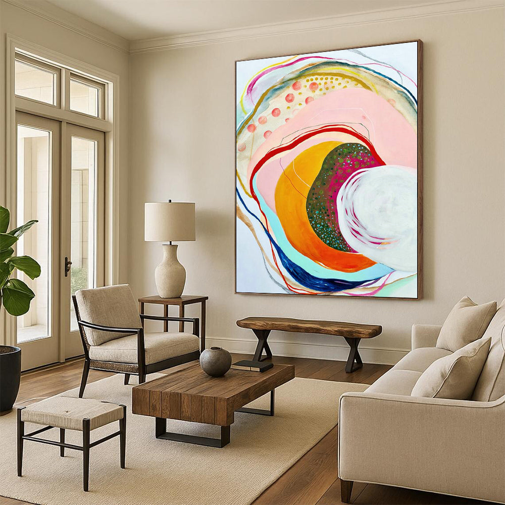 Large-Scale Custom Hand-Painted Abstract Painting - Warm Decoration for Maternity Centers  DLZ0139