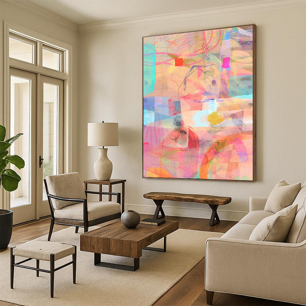 Large Custom Hand-Painted Abstract Painting - Relaxing Atmosphere for Spa Centers  DLZ0162